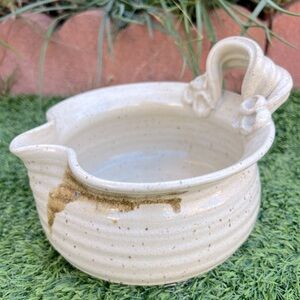 Vintage MCM Studio Art Pottery Stoneware Decorative Bowl Sauce Bowl Vase Signed